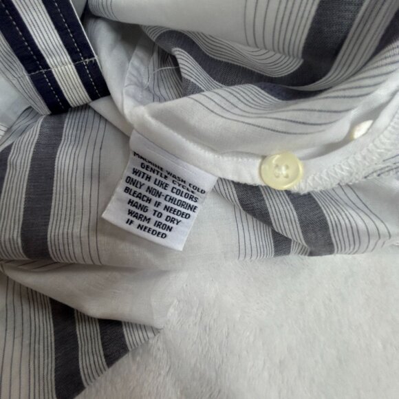 Faconnable Womens White & Navy Striped Long Sleeve Button-Up Tunic Shirt Medium - Picture 4 of 9